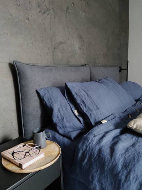 Hemp Pillowcase, Vintage Indigo Stonewashed Bedding, Envelope Closure - image 1