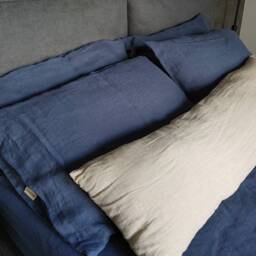 Hemp Pillowcase, Vintage Indigo Stonewashed Bedding, Envelope Closure - thumbnail 4