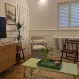Hand Painted Solid Oak Coffee Table Rectangular With Shelf - thumbnail 2