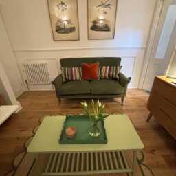 Hand Painted Solid Oak Coffee Table Rectangular With Shelf - thumbnail 3