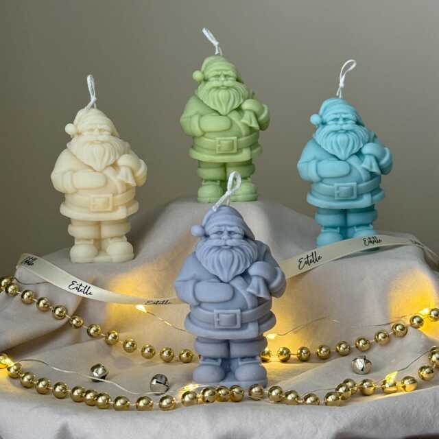 Hand Poured Santa Soy Candle Christmas Decor Gift - image 1