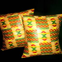 Green Peach African Africa Ankara Kente Decor Throw Pillow Case Cover 16' X - thumbnail 2