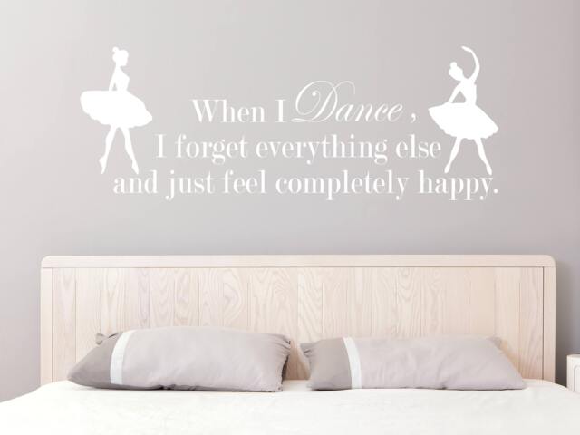 Wall Decal Quote When I Dance Forget Dancing Dancer Ballerina Vinyl Sticker Art Home Decor Mural Studio Ms67 - image 1