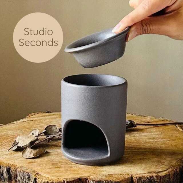 Studio Seconds Handmade Stone Grey Pottery Oil Burner Rustic Stoneware Home Decor, Artisan Gift - image 1