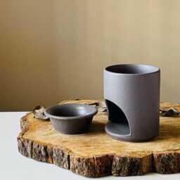 Studio Seconds Handmade Stone Grey Pottery Oil Burner Rustic Stoneware Home Decor, Artisan Gift - thumbnail 3