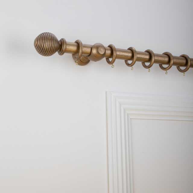 Wood Curtain Pole Kit With Beehive Finial, Dia. 35mm - image 1