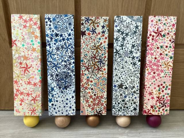 Liberty Adelajda Stars Print Door Stop Wedge Recycled Hardwood Decorative Door Stopper - image 1