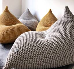 Hand-Knitted Cotton Bean Bag Chair Soft Adult Lounger - thumbnail 1