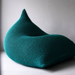 Hand-Knitted Cotton Bean Bag Chair Soft Adult Lounger - thumbnail 2
