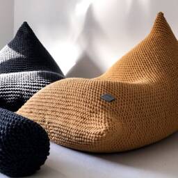 Hand-Knitted Cotton Bean Bag Chair Soft Adult Lounger - thumbnail 3