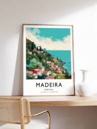 Madeira Portugal Travel Poster Colorful Modern Art Print - thumbnail 1