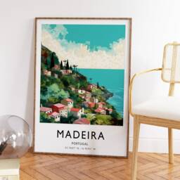 Madeira Portugal Travel Poster Colorful Modern Art Print - thumbnail 3