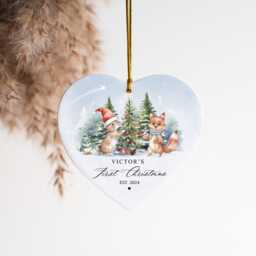 Personalised Baby's First Christmas Ornament 2025 - Woodland Bunny & Fox Bauble Keepsake - thumbnail 2