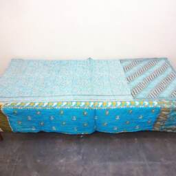 Kantha Quilt Indian Cotton Bedspread Blanket Bedding , Bed Cover, Home Decor - thumbnail 3