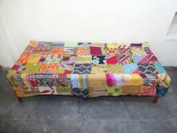 Kantha Quilt Indian Cotton Bedspread Blanket Bedding , Bed Cover, Home Decor - thumbnail 1