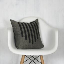 Charcoal Linen Pillow Cover With Black Line Design/Gray Minimalist Southwest Geometric Decorative Throw Cushion Bedding Accent - thumbnail 2