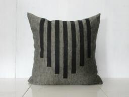 Charcoal Linen Pillow Cover With Black Line Design/Gray Minimalist Southwest Geometric Decorative Throw Cushion Bedding Accent - thumbnail 1