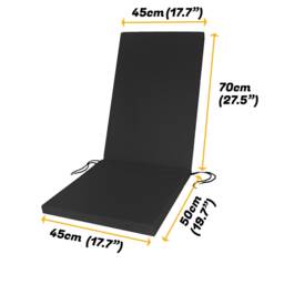 Water Resistant High Back Chair Pad Outdoor Garden Seat Removable Washable Cover 1Pc - Chairs Not Included Firm Support - thumbnail 3