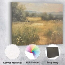 Soft Summer Meadow Countryside Landscape Textured Nature Scene Canvas Wall Art Print Decor Picture Ready To Hang - thumbnail 2