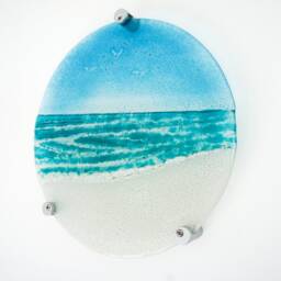 Round Turquoise Beach Wall Art 29cm - 10 1/2 - thumbnail 2