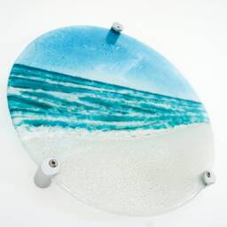 Round Turquoise Beach Wall Art 29cm - 10 1/2 - thumbnail 1
