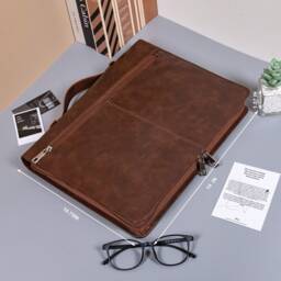 Custom Dark Brown Pu Leather Portfolio, Document Organizer With Handle, Leather Padfolio For Men, Personalized Notebook Cover, Christmas Gifts - thumbnail 3
