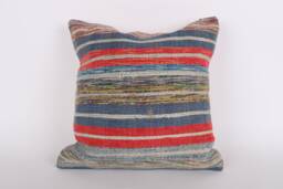 Handwoven Kilim Pillow Cover 16x16 Vintage Turkish Design - thumbnail 1