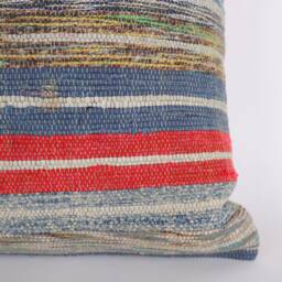 Handwoven Kilim Pillow Cover 16x16 Vintage Turkish Design - thumbnail 2