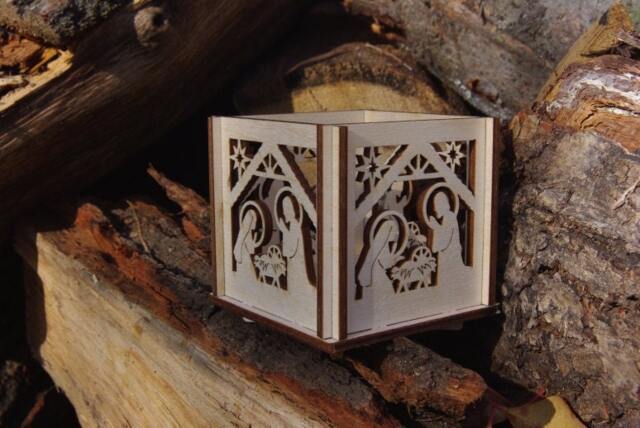Nativity Tealight Holder Lasercut Plywood Christmas Candle Lantern - image 1