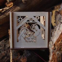 Nativity Tealight Holder Lasercut Plywood Christmas Candle Lantern - thumbnail 2