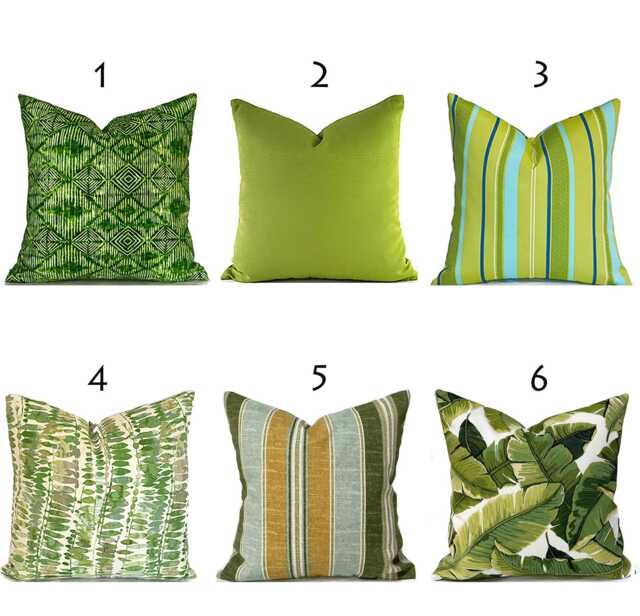 Outdoor Pillow Cover With Zippers, Easy To Use & Washable, Pick Your Favorite Green - image 1