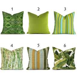 Outdoor Pillow Cover With Zippers, Easy To Use & Washable, Pick Your Favorite Green - thumbnail 1