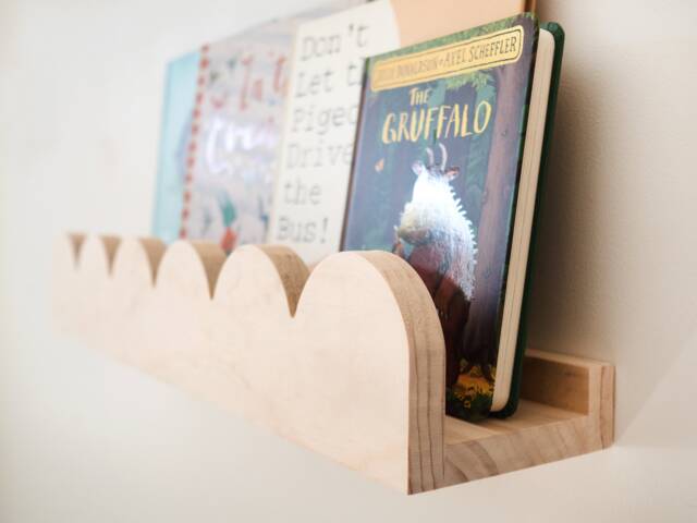 Wall Scallop Shelf - Wooden Scalloped Bookshelf, Arch Bookshelf, Picture Ledge, Gift For New Mum, Nursery Book Shelves, Floating Bookshelves