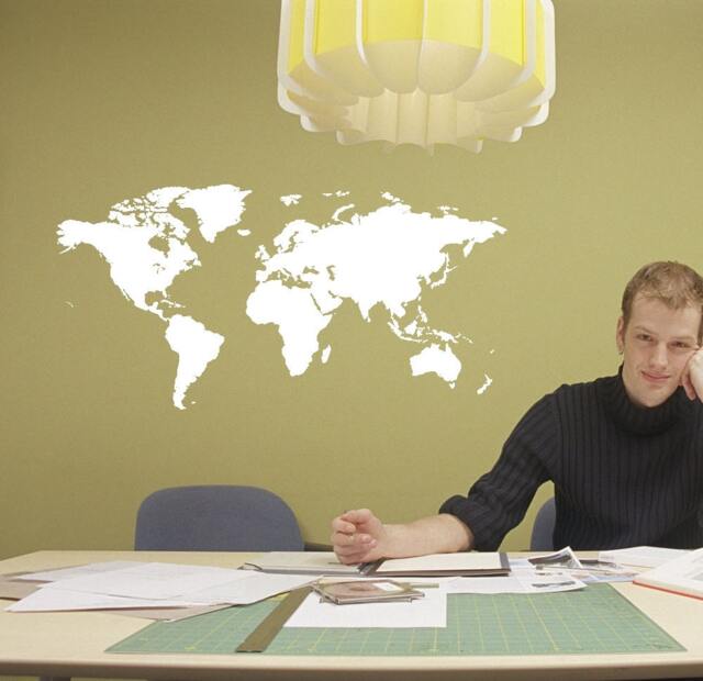 World Geographic Map Wall Decal Vinyl Home Decor Sticker Planet Earth Globe Chart - image 1