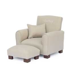 Personalized Child Rocking Chair Upholstered Toddler Chair - Oatmeal/Beige - thumbnail 1