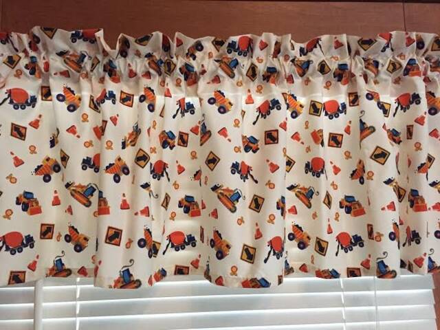 Construction Build It Theme Window Valance ~ Extra Wide 72 Inches X 15 Long Boys Room Decor - image 1