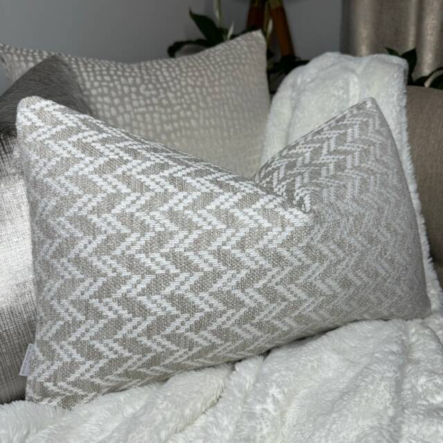 Beige - White Cushion Cover, Decorative Sofa Pillow, Natural Scatter Throw Furnishing Weave Fabric -John Lewis - image 1