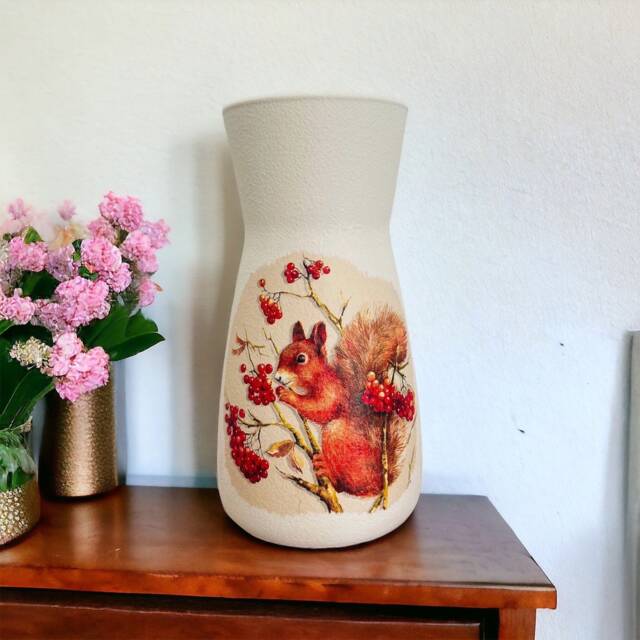 Squirrel Vase, Autumn Flower Gifts, Home Decor, Decorations, Lovers - image 1