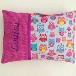 "Personalized Baby Girl Pillow ""Owl Pink Purple" - thumbnail 2