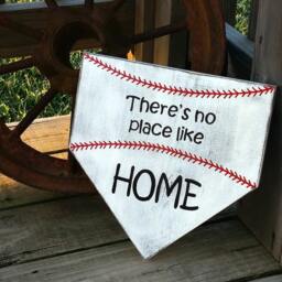 Baseball Sign - Theres No Place Like Home Plate Wall Decor Boy Family Door Hanger Softball - thumbnail 2