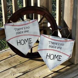 Baseball Sign - Theres No Place Like Home Plate Wall Decor Boy Family Door Hanger Softball - thumbnail 3