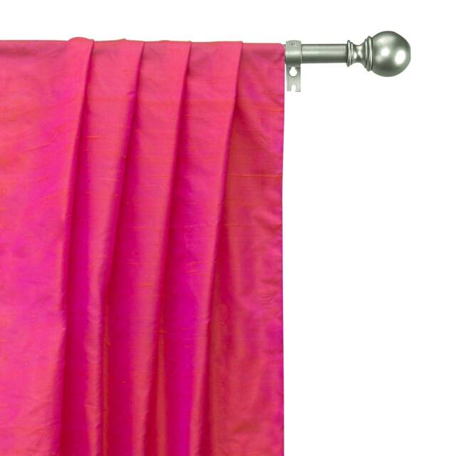 Pink & Orange 100% Pure Silk Dupioni Curtain Panels - Rod Pocket, Grommet, Box Pleat, Three Pinch Tab Top & Plain Ring Top - image 1