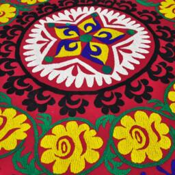 Suzani Round Ottoman - Purple Sun - thumbnail 4