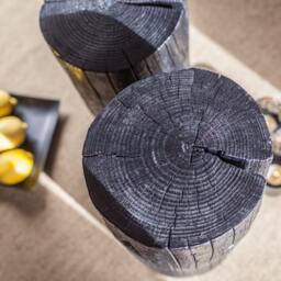 Charred Wood Tree Stump Table Japanese Style Patio Side Table - Set Of Two - thumbnail 2