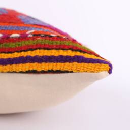 Handwoven Kilim Pillow Cover 16x16 Turkish Bohemian Decor - thumbnail 4