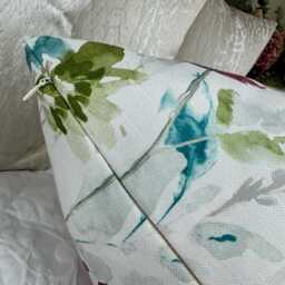 Decorative Multicoloured Floral Cushion Cover For Sofa, Bed, Chair, Living Room, Abstract Floral Leaf Design Pillow Cover, Handmade - thumbnail 3