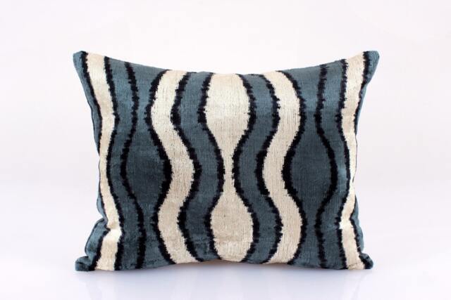 Ikat Velvet Pillow Cover, Handmade Cushion, Decorative Throw Pillow, Boho Cushion Turkish Home Decor - image 1
