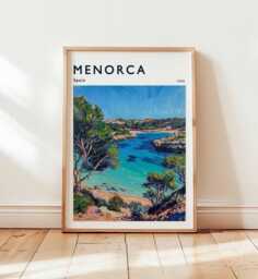 Menorca Spain Travel Poster Balearic Islands Coastal Wall Art - thumbnail 1