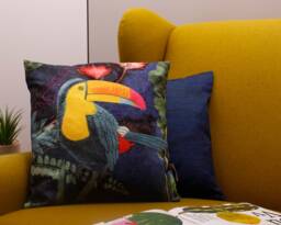 Tropical Bird, Toucan Sofa Cushion Gift Idea, Cute Gift, Animal Print Cushion, Fabric, Bird Cover - thumbnail 1