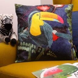 Tropical Bird, Toucan Sofa Cushion Gift Idea, Cute Gift, Animal Print Cushion, Fabric, Bird Cover - thumbnail 2